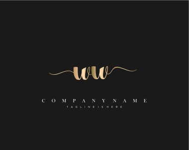 Ww İlk Harf El yazısı logosu şablon vektörü.