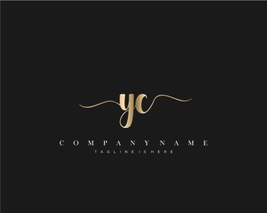 Y c Başlangıç Harfi el yazısı logosu şablon vektörü.