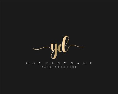 Yd İlk Harf El yazısı logosu şablon vektörü.