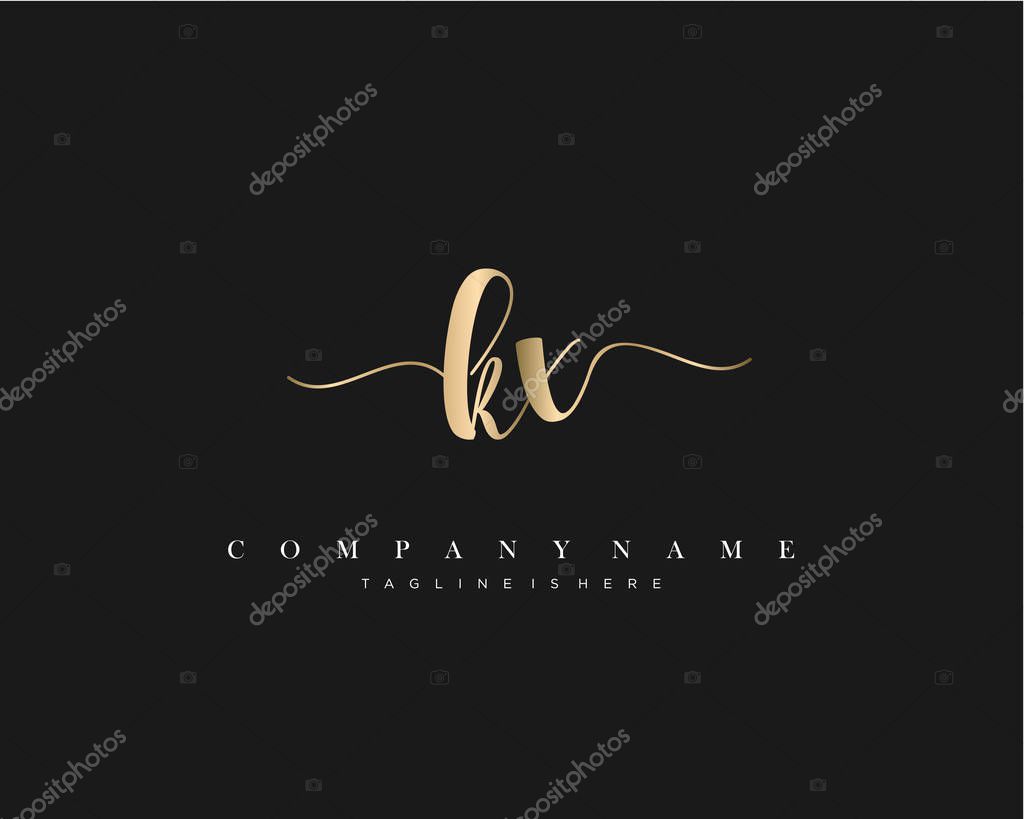 KX Initial Letter handwriting logo hand drawn template vector.