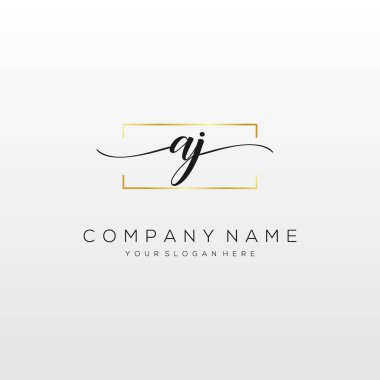 Aj İlk Harf El yazısı logosu şablon vektörü.