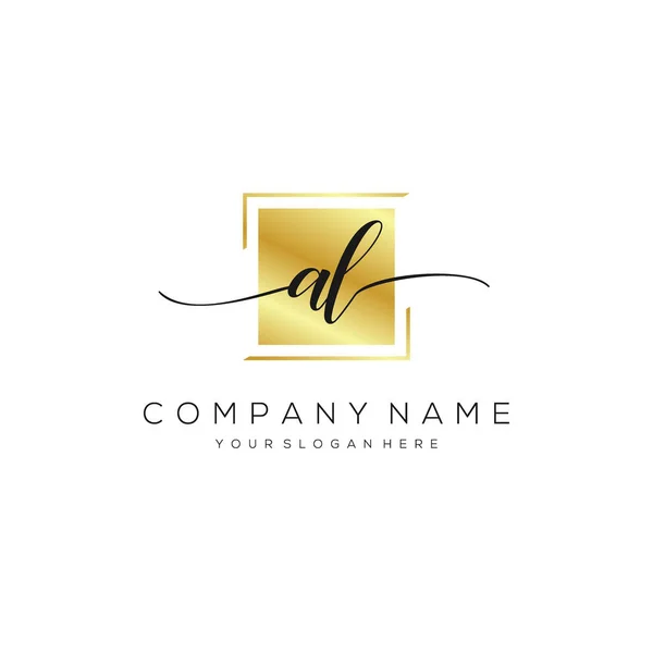 Inicial Letra Caligrafia Logotipo Mão Vetor Modelo Desenhado —  Vetores de Stock