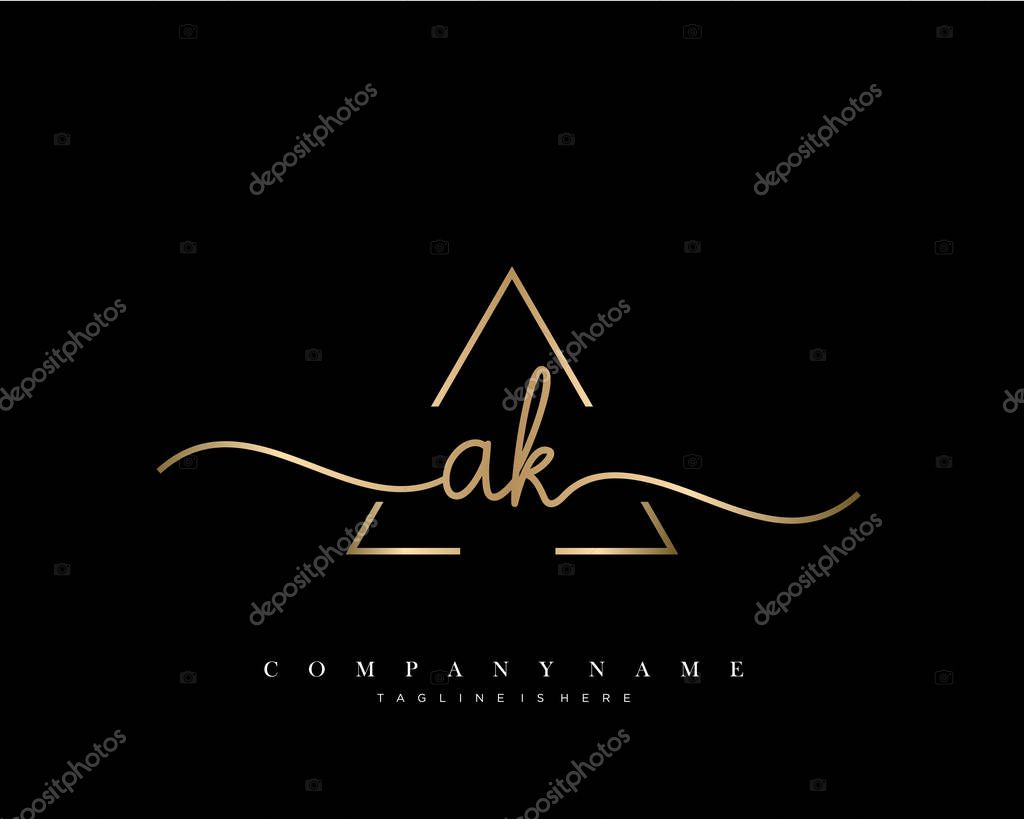 AK Initial handwriting logo template vector.