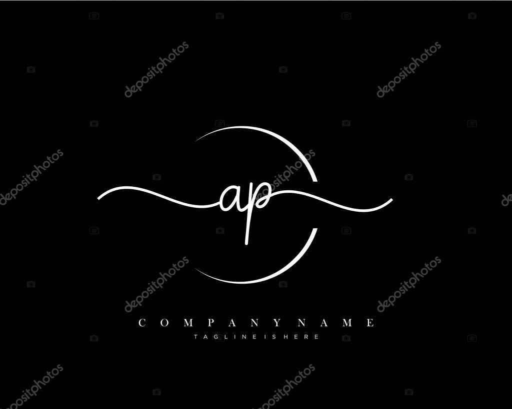 AP Initial handwriting logo template vector.