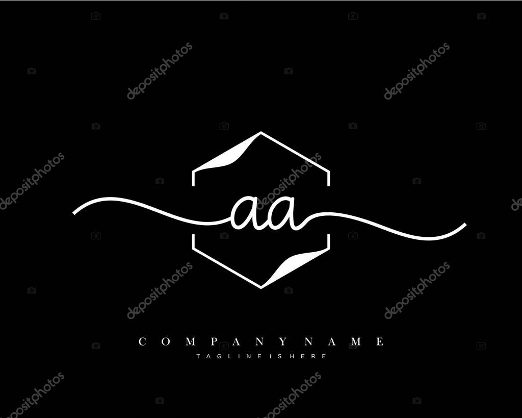 AA Initial handwriting logo template vector.