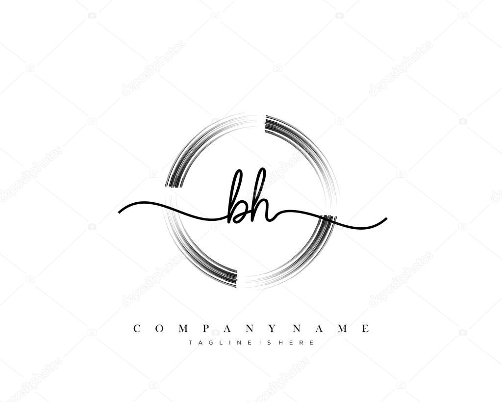 BH Initial handwriting logo template vector.