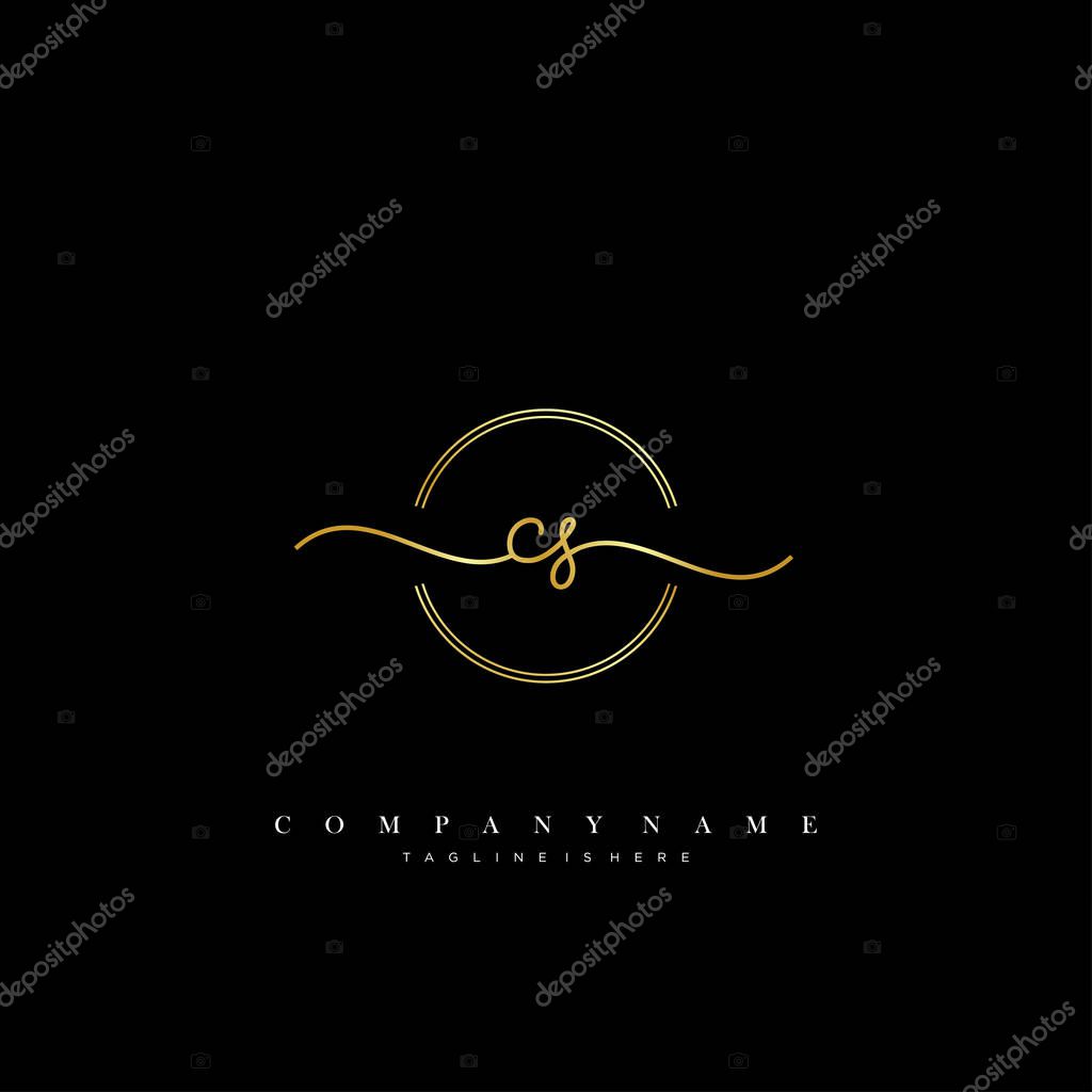 CS Initial handwriting logo template vector.
