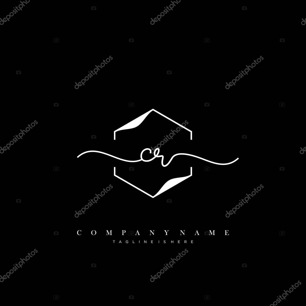 CR Initial handwriting logo template vector.