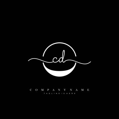 CD başlangıç el yazısı logo şablonu vektörü.