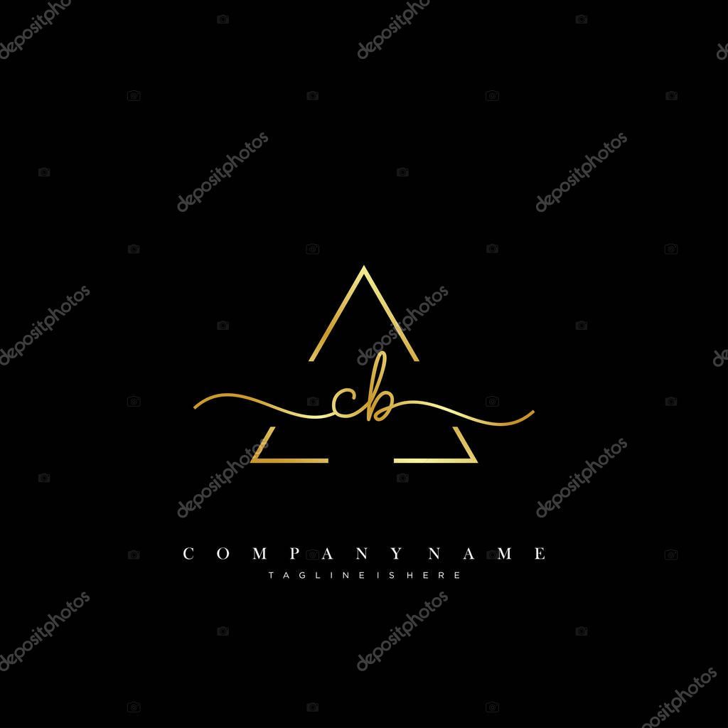 CB Initial handwriting logo template vector.