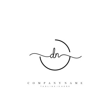 DN ilk el yazısı logo şablonu vektörü.