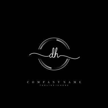 DH ilk el yazısı logo şablonu vektörü.
