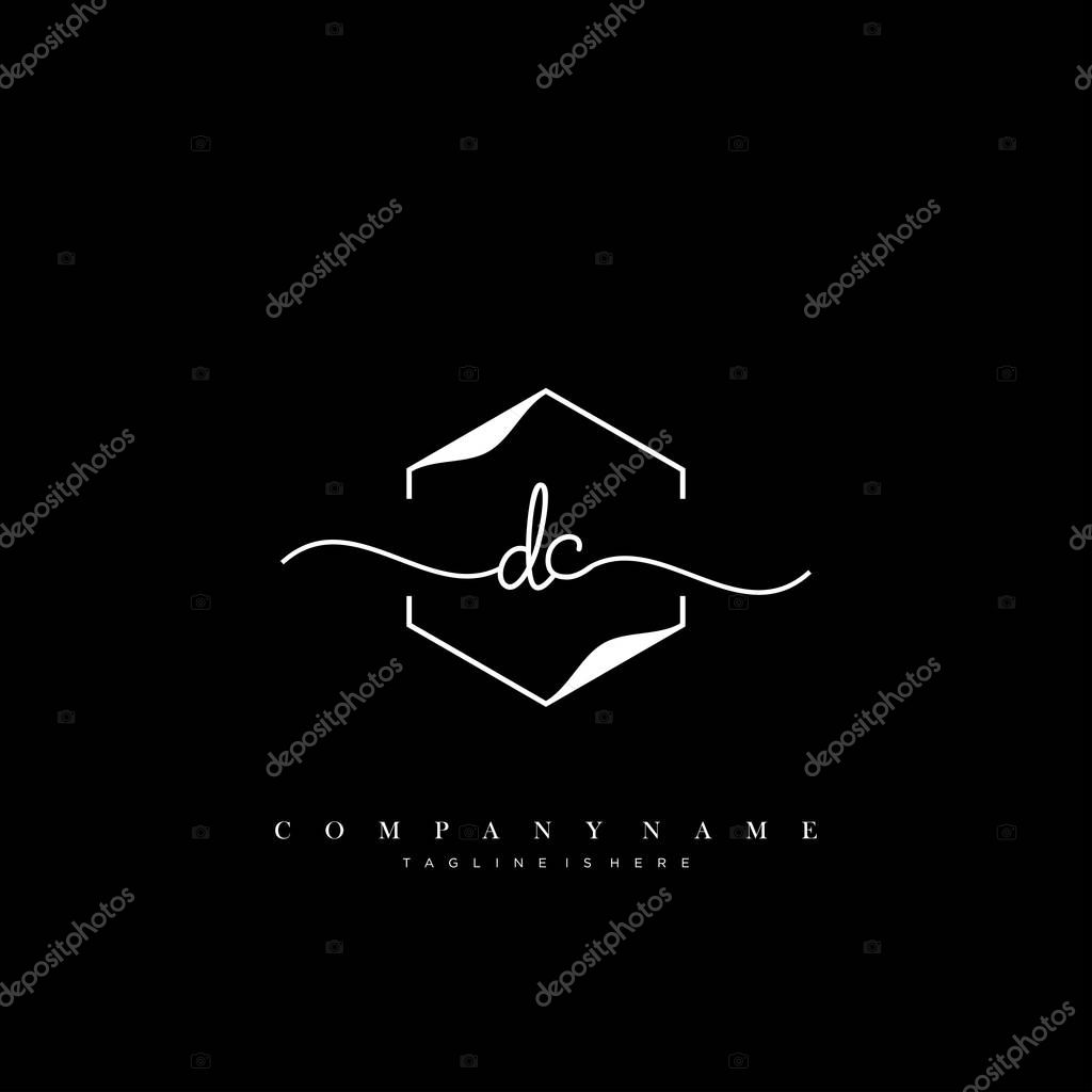 DC Initial handwriting logo template vector.