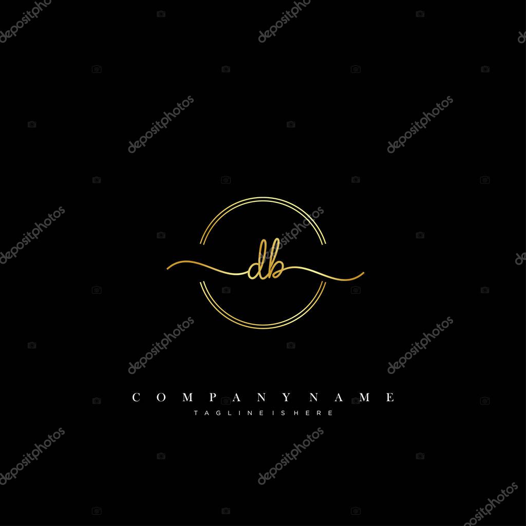 DB Initial handwriting logo template vector.