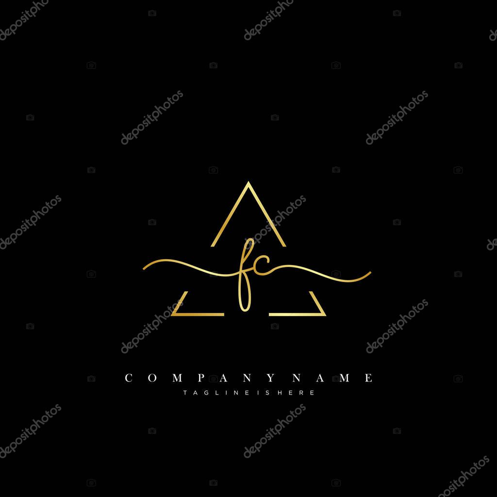 FC Initial handwriting logo template vector.