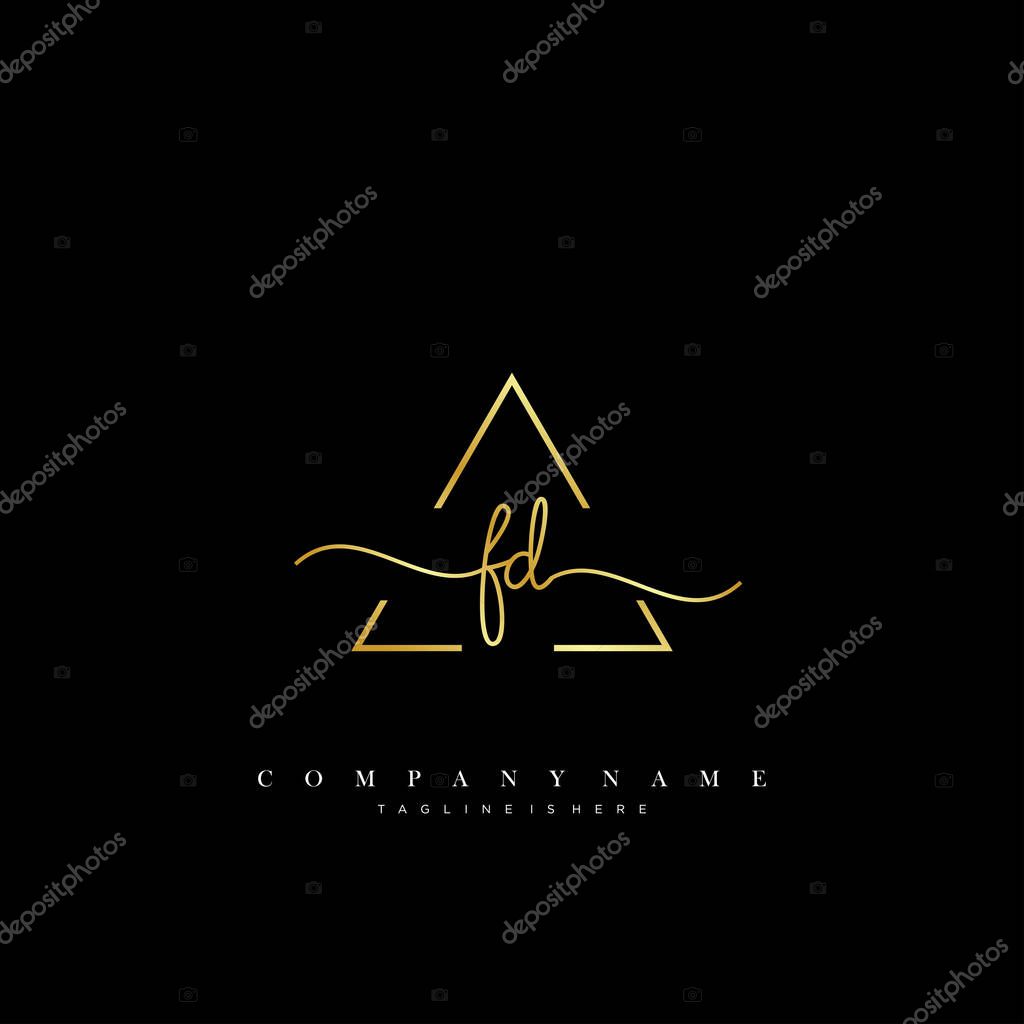 FD Initial handwriting logo template vector.