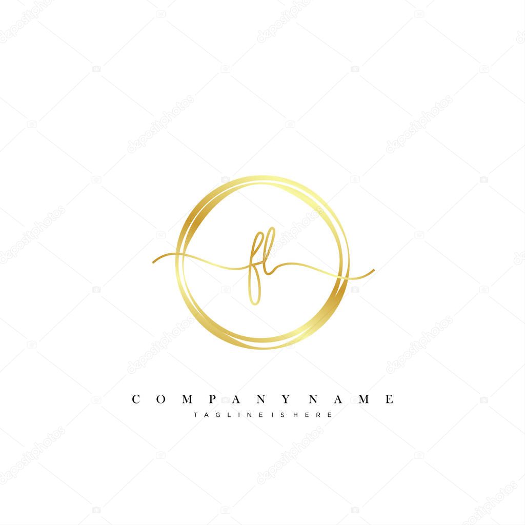 FL Initial handwriting logo template vector.
