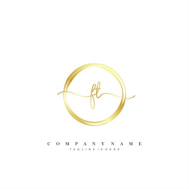 FT ilk el yazısı logo şablonu vektörü.