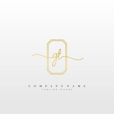 GT ilk el yazısı logo şablonu vektörü.
