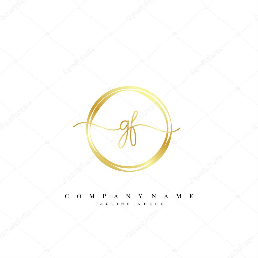 GF Initial handwriting logo template vector.