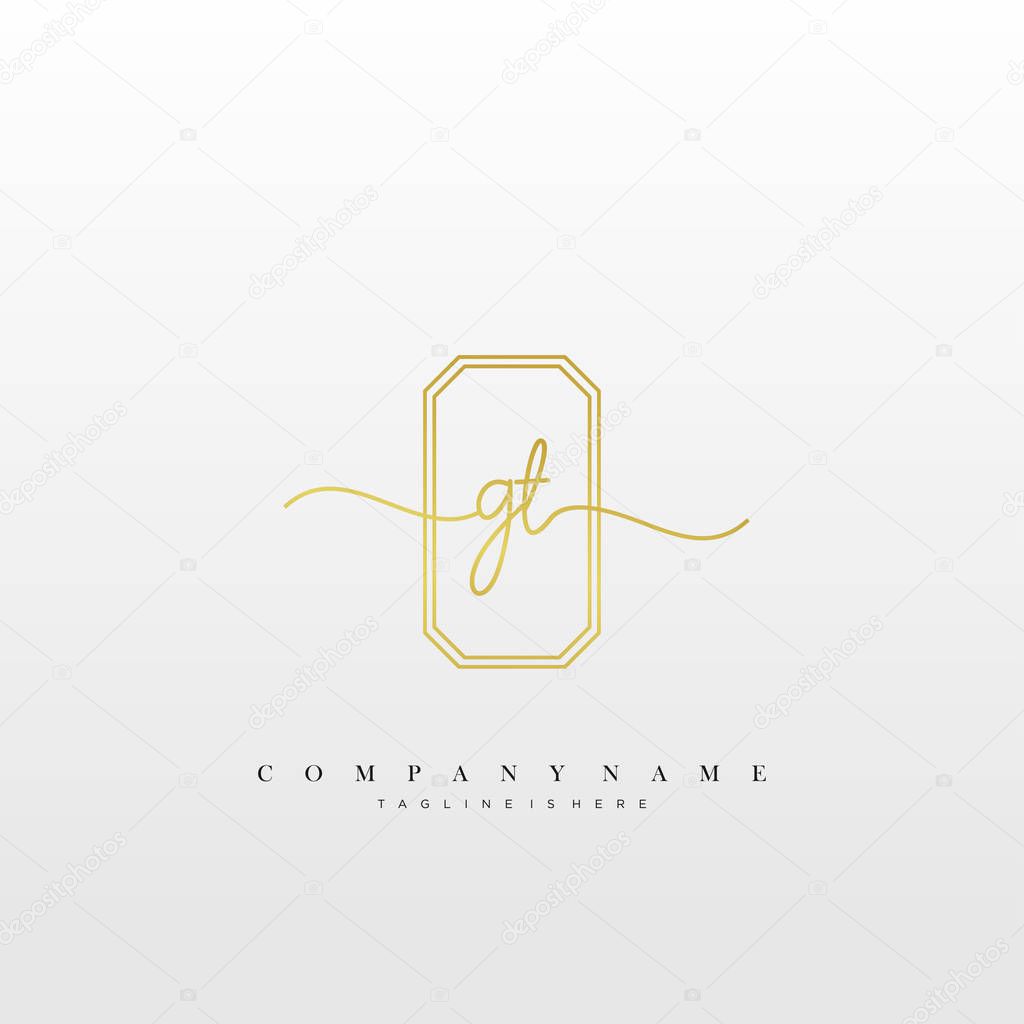GT Initial handwriting logo template vector.