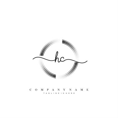HC ilk el yazısı logo şablonu vektörü.