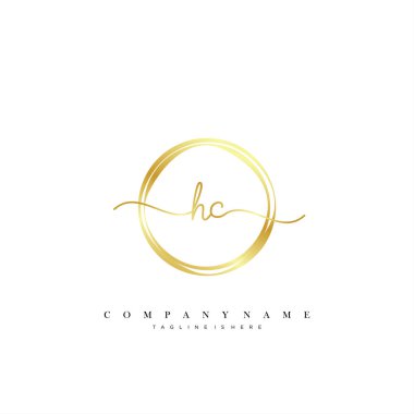 HC ilk el yazısı logo şablonu vektörü.