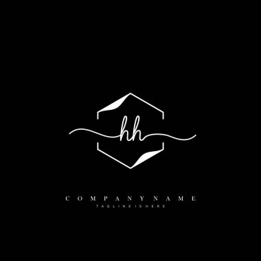 HH ilk el yazısı logo şablonu vektörü.