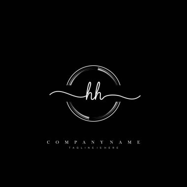 HH ilk el yazısı logo şablonu vektörü.