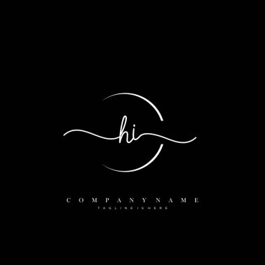 İlk el yazısı logo şablonu vektörü.