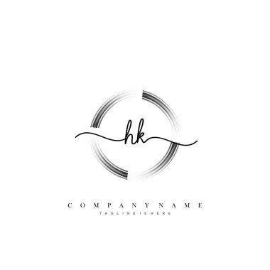 HK ilk el yazısı logo şablonu vektörü.