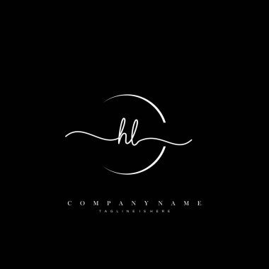 HL ilk el yazısı logo şablonu vektörü.