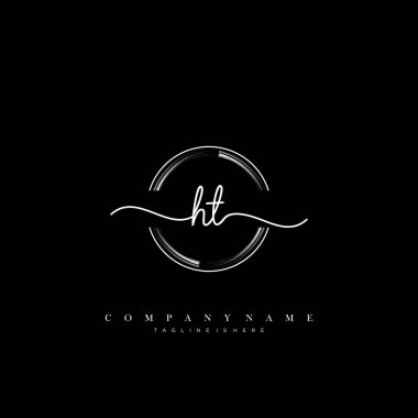 HT ilk el yazısı logo şablonu vektörü.