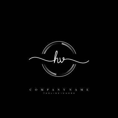 HV ilk el yazısı logo şablonu vektörü.