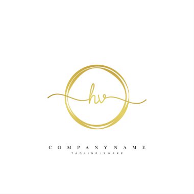 HV ilk el yazısı logo şablonu vektörü.