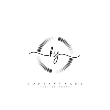 HY ilk el yazısı logo şablonu vektörü.