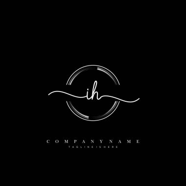 IH ilk el yazısı logo şablonu vektörü.