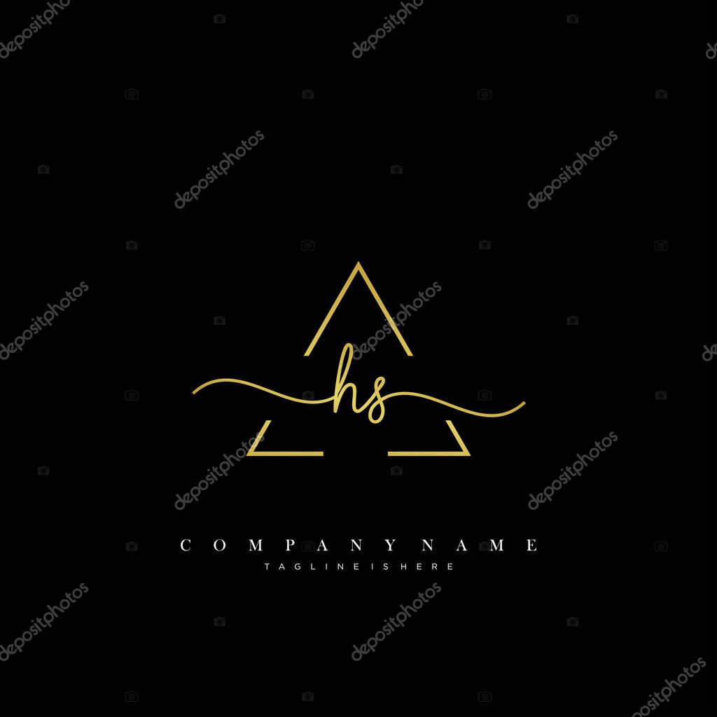 HS Initial handwriting logo template vector.