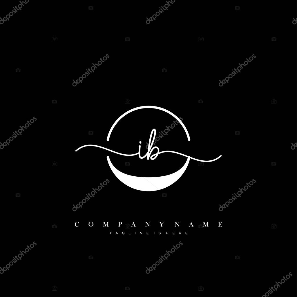 IB Initial handwriting logo template vector.