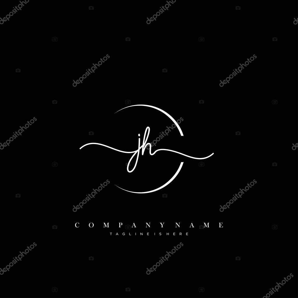 JH Initial handwriting logo template vector.
