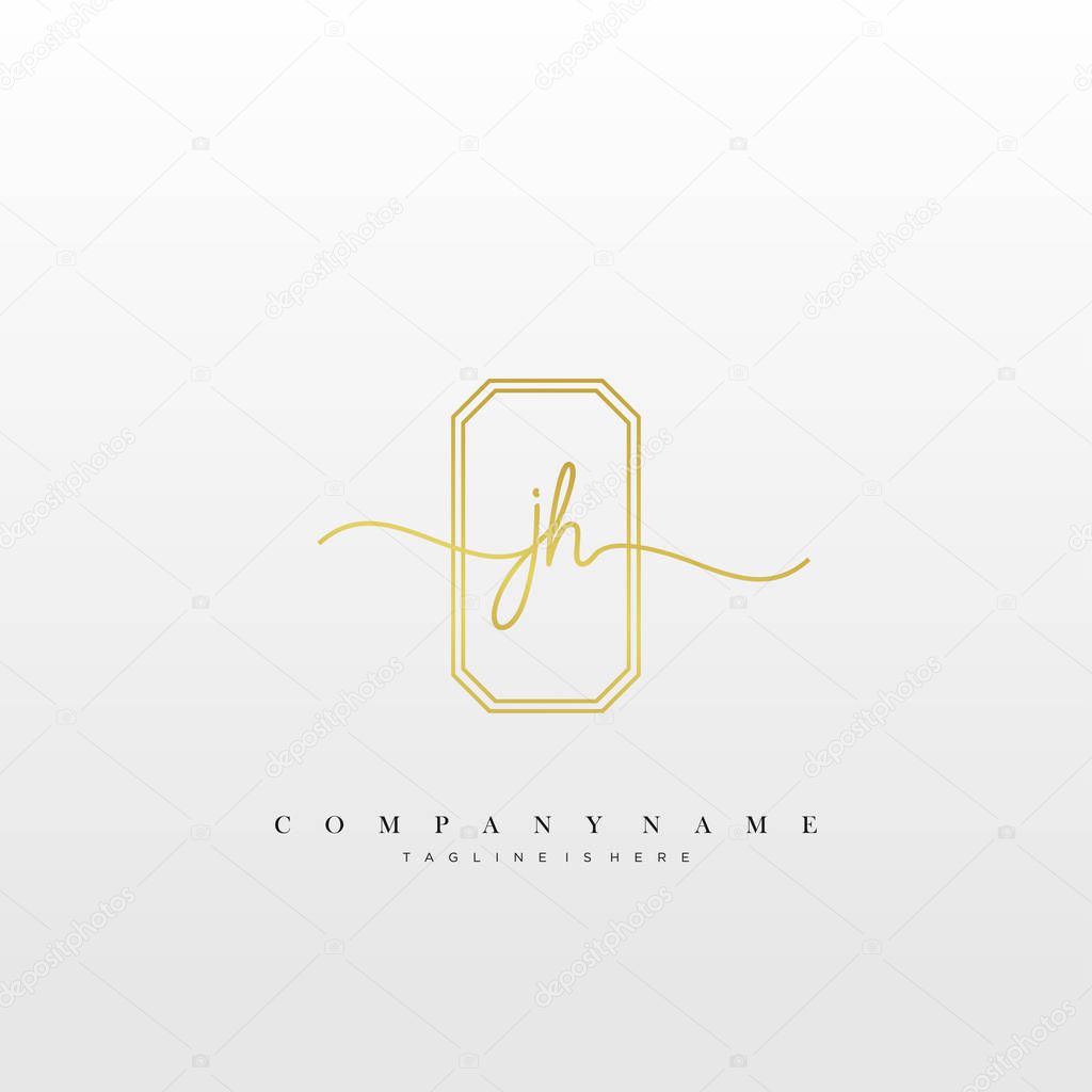 JH Initial handwriting logo template vector.