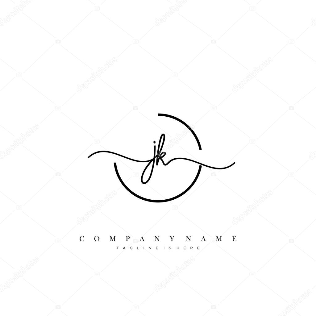 JK Initial handwriting logo template vector.