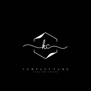 KC ilk el yazısı logo şablonu vektörü.