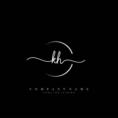 KH ilk el yazısı logo şablonu vektörü.