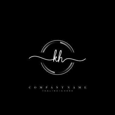 KH ilk el yazısı logo şablonu vektörü.
