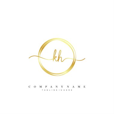 KH ilk el yazısı logo şablonu vektörü.