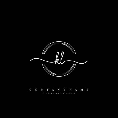 KL ilk el yazısı logo şablonu vektörü.