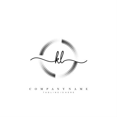 KL ilk el yazısı logo şablonu vektörü.
