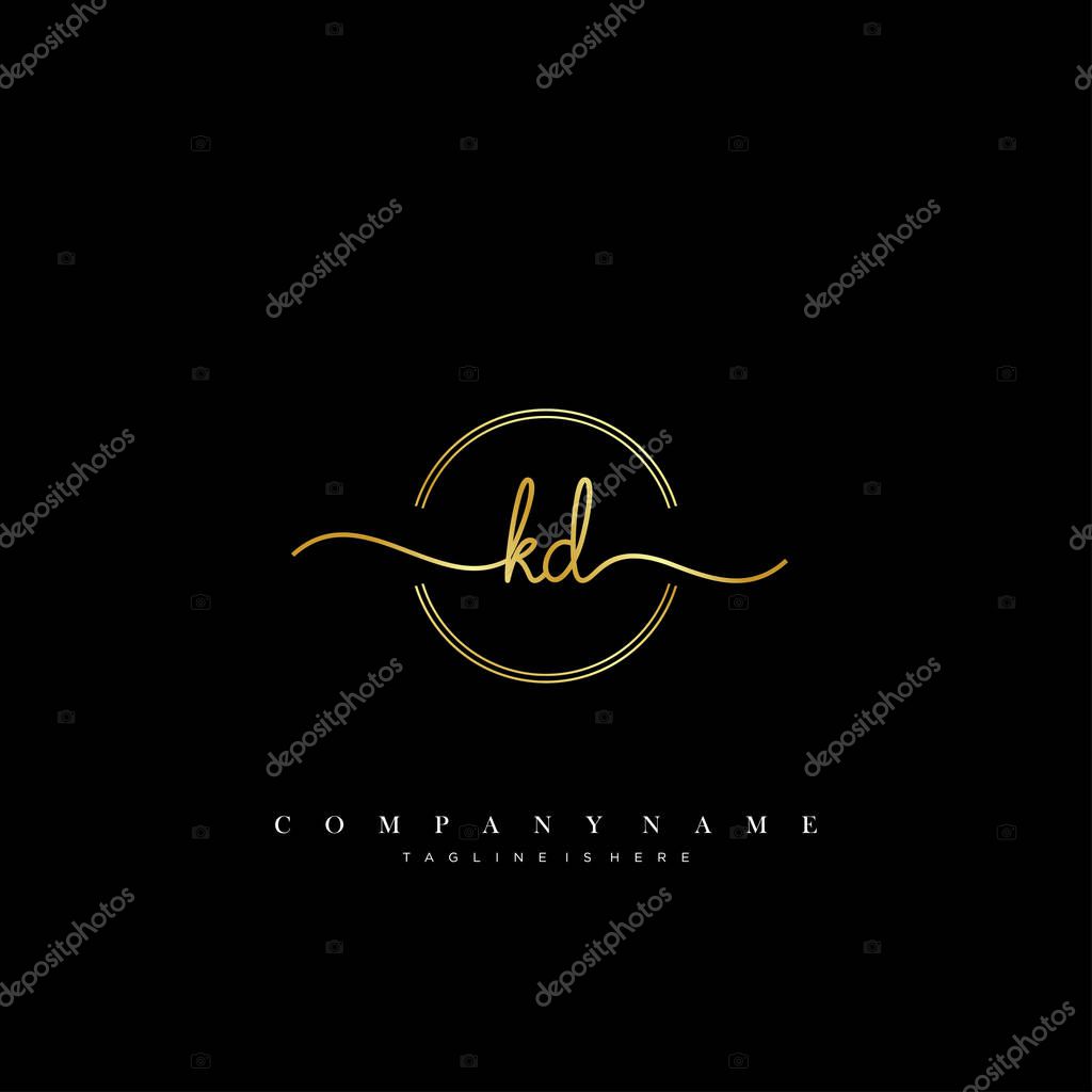 KD Initial handwriting logo template vector.