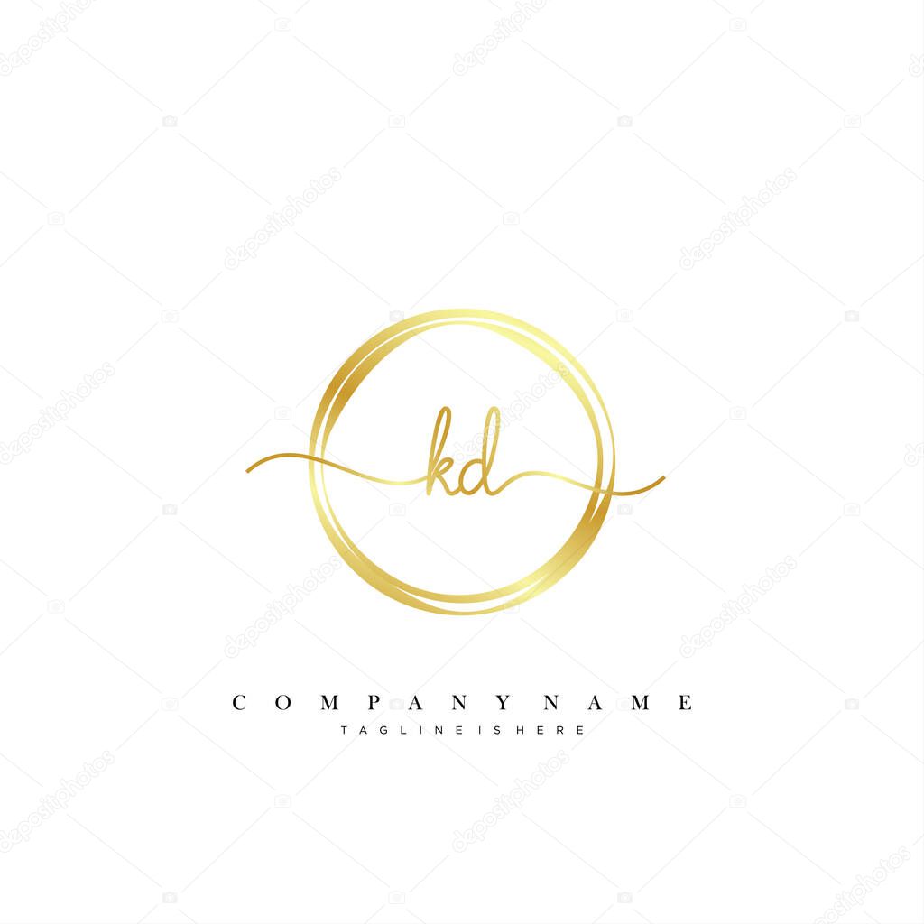 KD Initial handwriting logo template vector.